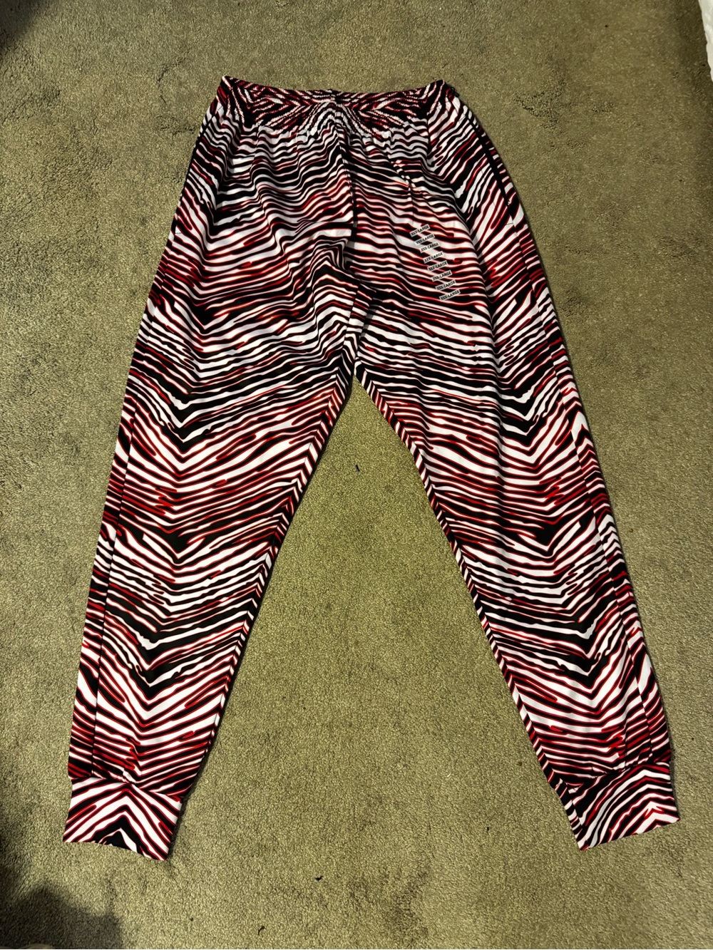 Red & Navy Blue Zebra Print Jogger Pants